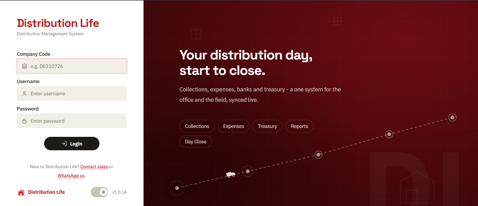 Login screen