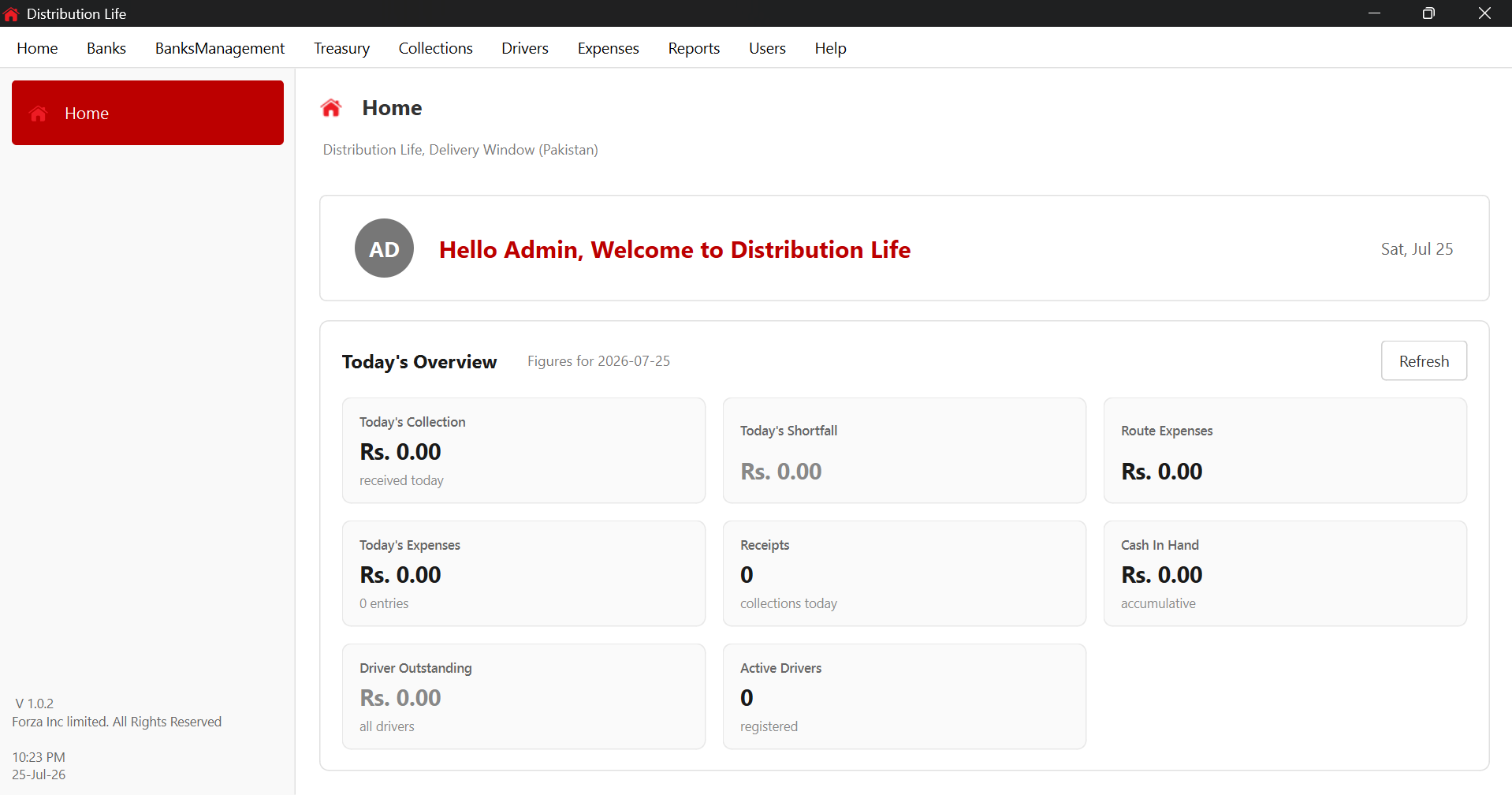 Distribution Life home dashboard